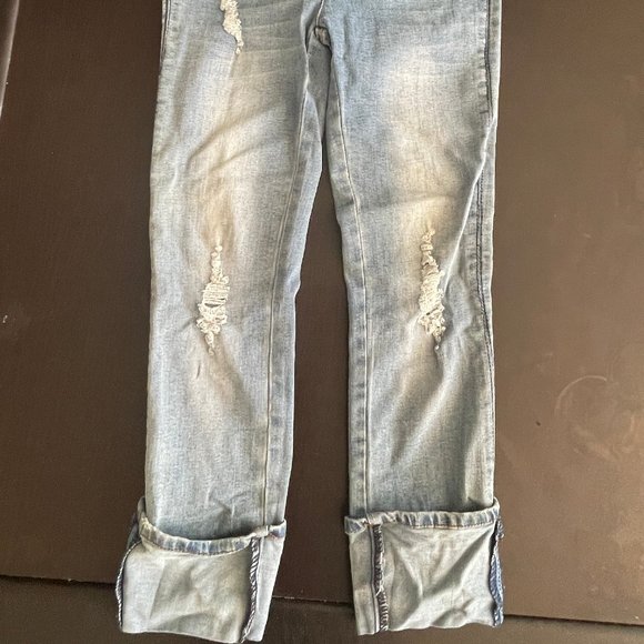 Girl Cropped Distressed Hudson Jeans SZ 12 - Picture 2 of 3